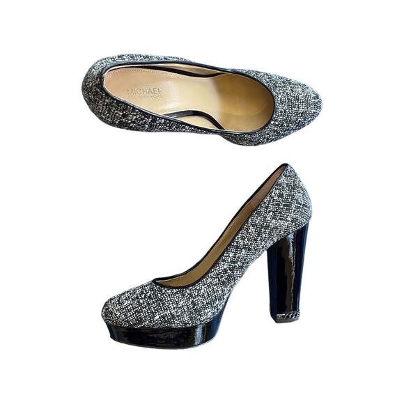 Michael Kors Sabrina Tweed Pumps chain‎ heel accent Size 9 Retail $150 - Picture 1 of 16